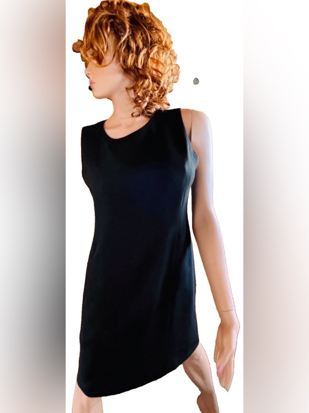 LINDA ALLARD Ellen Tracy Classic Black Crepe SHIFT DRESS Petite 12
